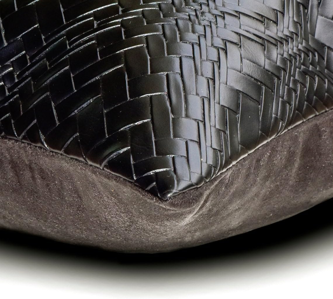 The HomeCentric Halloween Decorative Lumbar Pillow Cover Black 12"x16" Fall Oblong Pillow Covers, Faux Leather/Jacquard Marble Design, Patchwork & Textured Faux Leather, Abstract Portoro