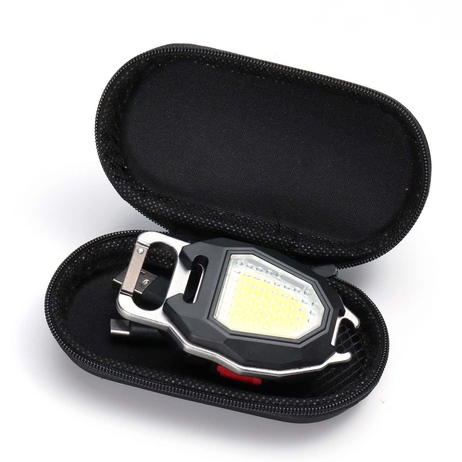 Ładowana latarka, latarka USB, 500 lumenów COB, ładowalny brelok do kluczy Mini latarka 7 trybów świecenia Przenośna latarka kieszonkowa z otwieraczem do butelek do wędkowania na kempingu