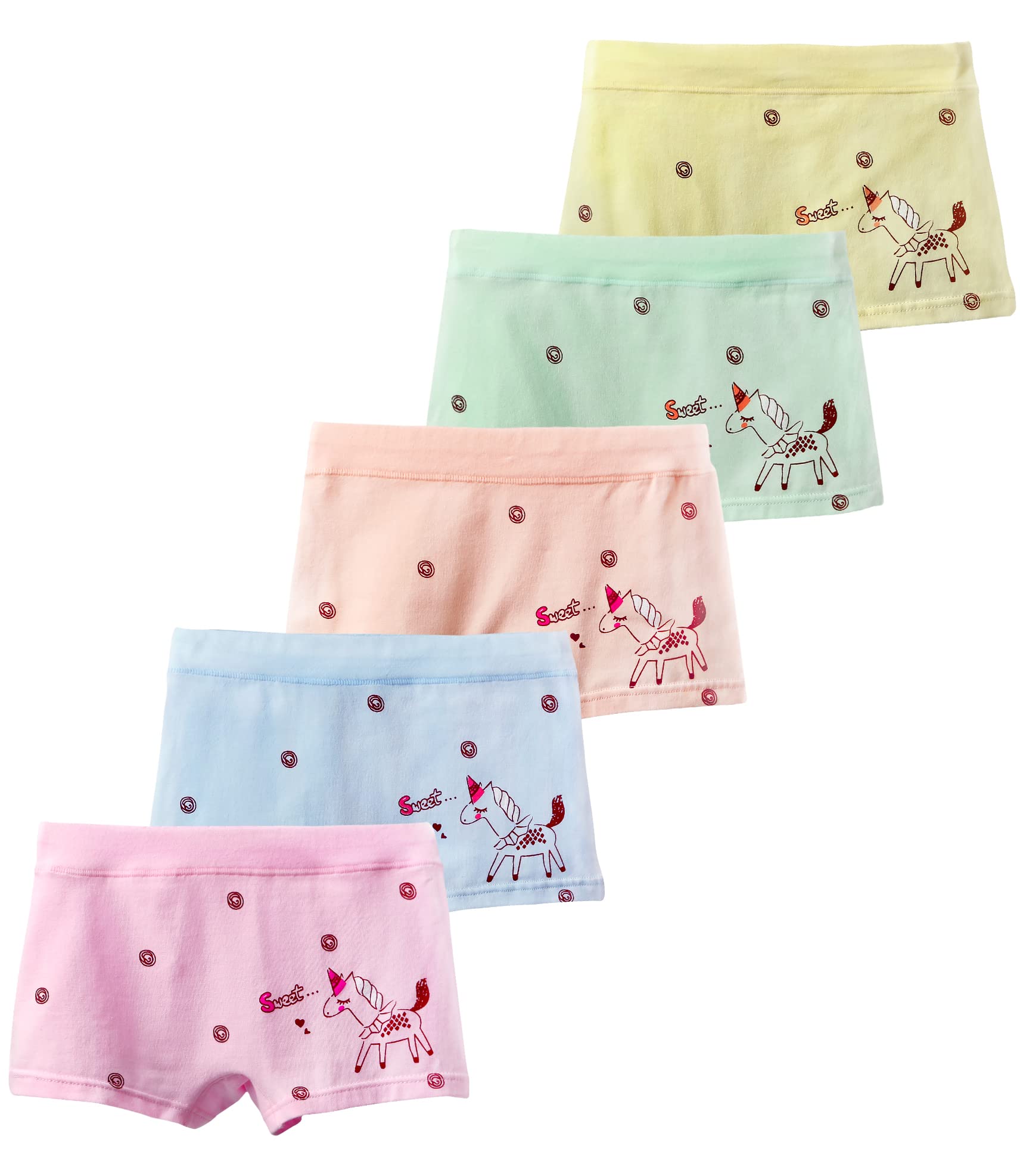Buy Girls Knickers 5 Pack Cute Cat Flying Horse Printed Toddler Girls