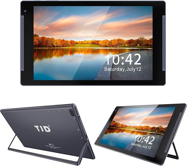 TJD 10.1 inch Tablet, Android Tablets with Stand, 2GB RAM 64GB ROM (512GB Expandable Storage), Quad Core Processor, HD IPS Screen, 2.0MP Front+8.0MP Rear Camera, Wi-Fi, Bluetooth, Google GMS Tablet