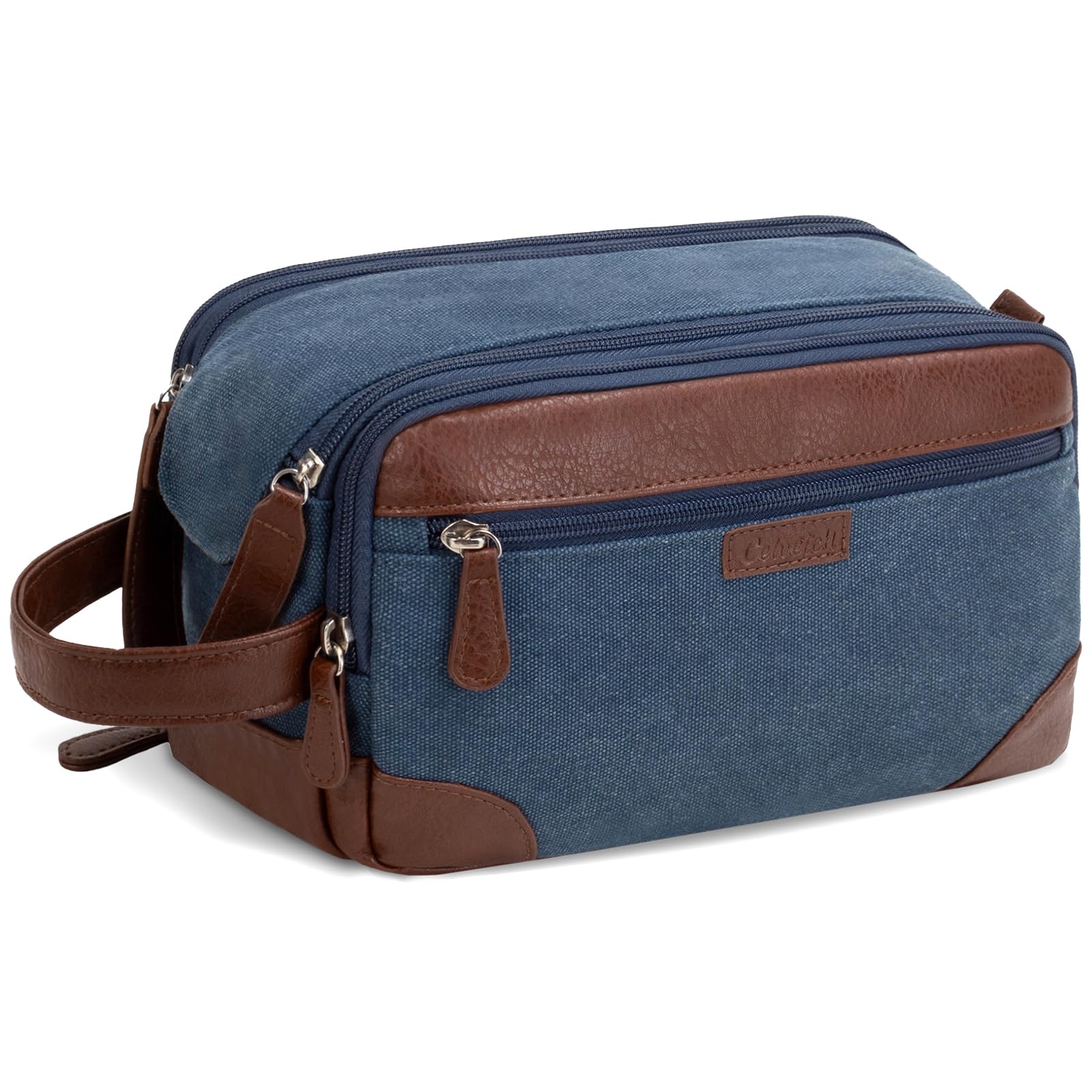 Celvetch Travel Toiletry Bag for Men - Canvas Toiletries Bag with Multiple Pockets Large Hanging Travel Kit Bag for Toiletries Essentials Accessories