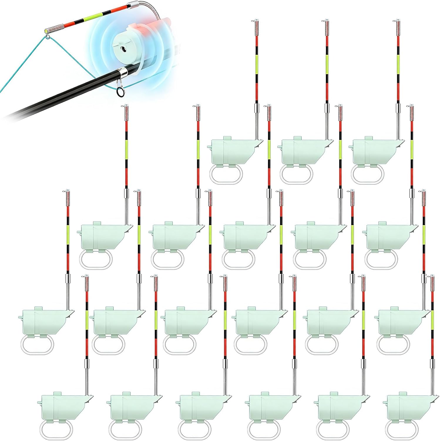 High Sensitivity Night Fishing Float Bite Alert for Fishing Rods, Smart LED Luminous Hook Alarm, Waterproof Buzzer Detector, for Day & Night Fishings (20Pcs)