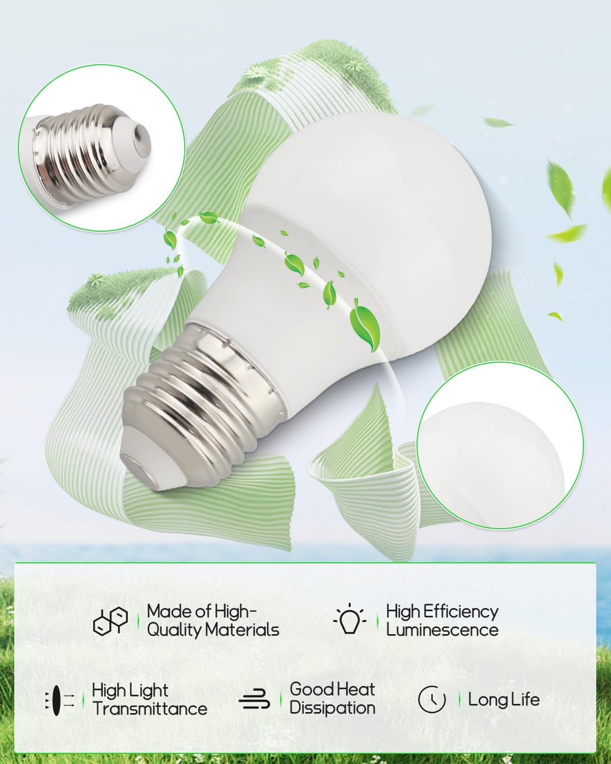 2Pcs W11125625 Refrigerator LED Light Bulb Fit for Whirlpool Kenmore KitchenAid Maytag Freezer, 5W Daylight White, E27 Medium Base, 60HZ 120V, Replacement W10565137