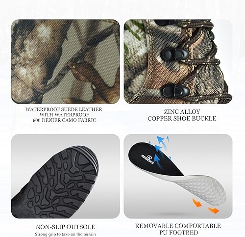 Miniatura 5 de Botas de caza impermeables para hombre, botas de senderismo ligeras, botas de trabajo tácticas militares, 8 pulgadas aisladas, 14.11 oz Thinsulate