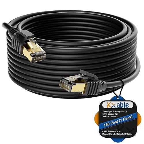 Miniatura 19 de Cable Ethernet Cat 7 de 300 pies, cable de Internet largo de alta velocidad, cable de red LAN CAT7 RJ45, cable de conexión SFTP de triple blindaje