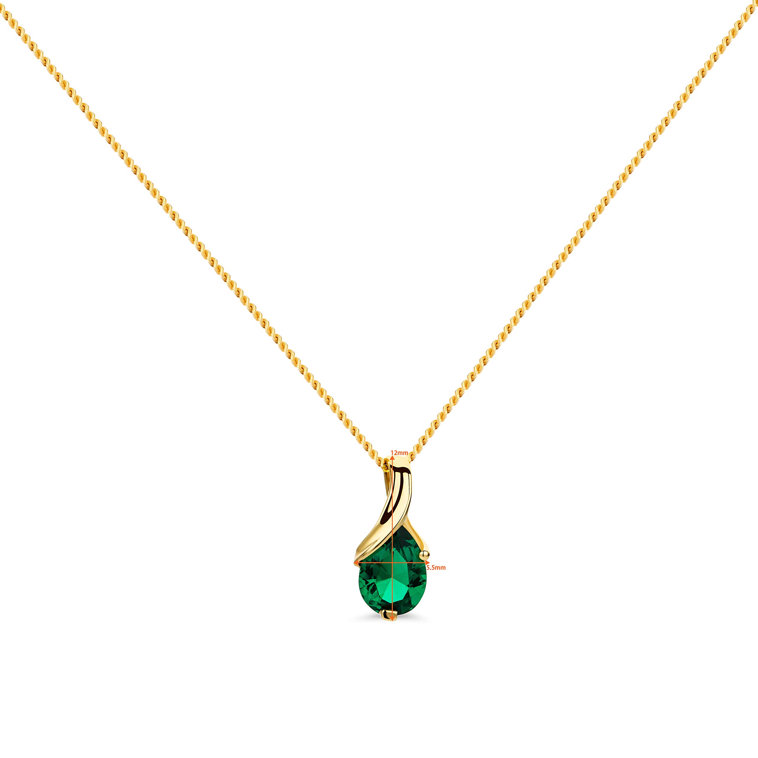 OROVI–Tropfen Halskette aus 9 Karat(375) Gelbgold/Weißgold mit Saphir/Smaragd/Topas/Amethyst/Aquamarin Gold Kette Damen Edelstein Anhänger in Tropfenform–Goldkette allergenfrei & handgemacht(45 cm)