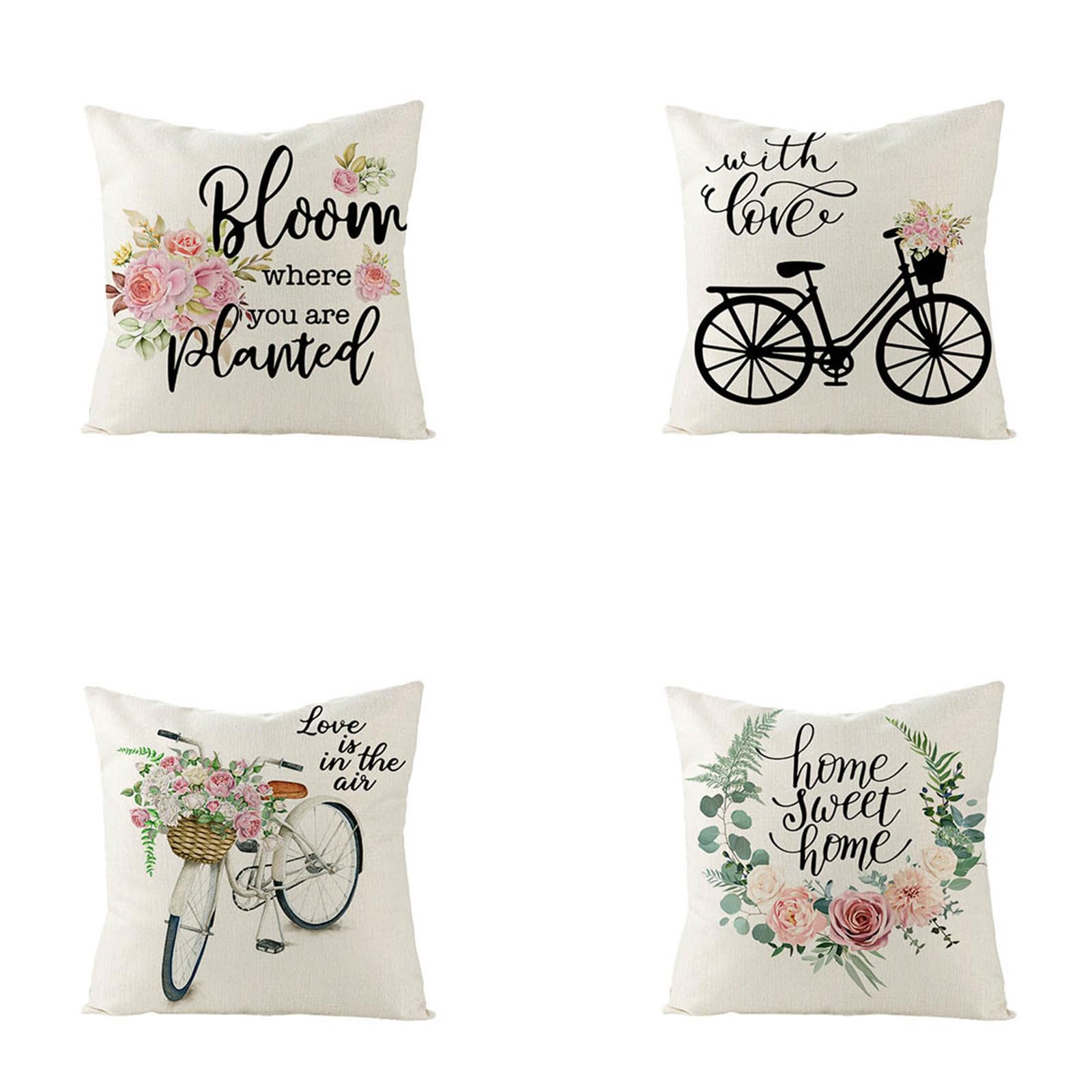 Housses de coussin lin 50x50cm lot de 4 double face pour décoration salon et canapé maison