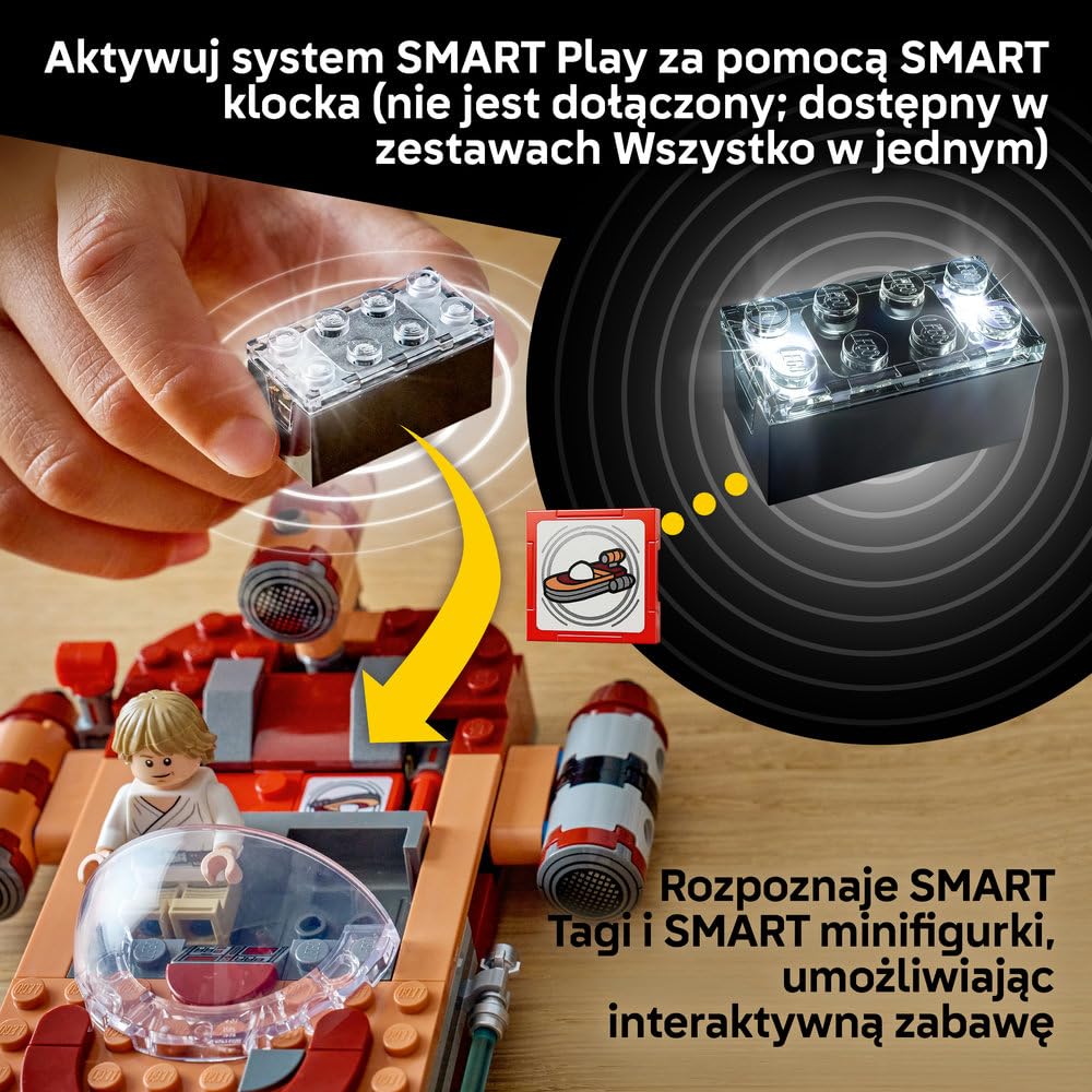 LEGO Star Wars 75420 SMART Play: Śmigacz Luke'a, interaktywna zabawka dla dziecka, zestaw kompatybilny z 1 x SMART Tagiem i minifigurką Luke'a Skywalkera - prezent dla dzieci od 6 lat i fanów