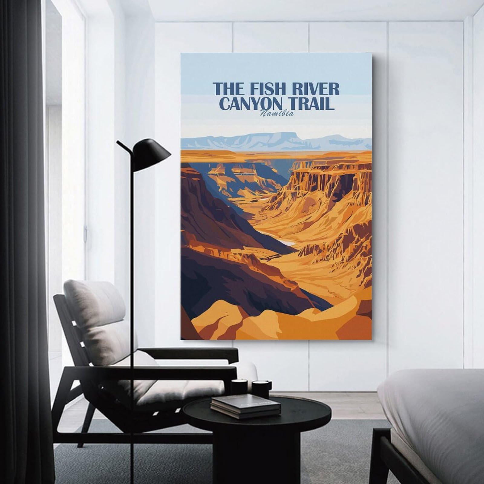 Junmoney Fish River Canyon Trail, Namibia Canvas Wall Art 24x36inch(60x90cm), for Study, Office Or Focused Interiors, Home Office Artwork with Decorative Appeal