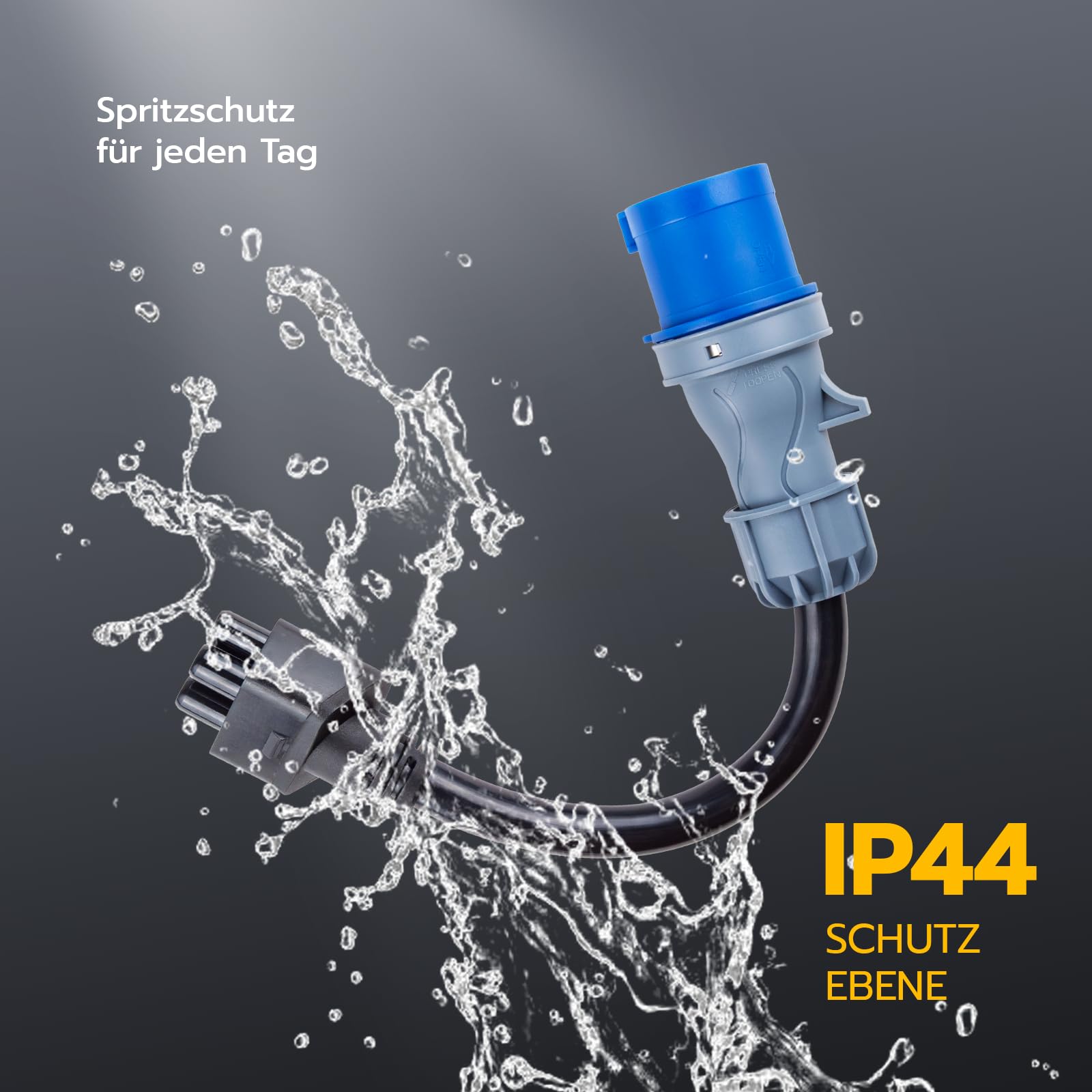 Tesla-Adapter auf CEE Adapter 3 Pin 16A, 0,3 m Tragbares CEE Verlängerungskabel, Tesla Charger Adapter für EV(3 Pin 16A)