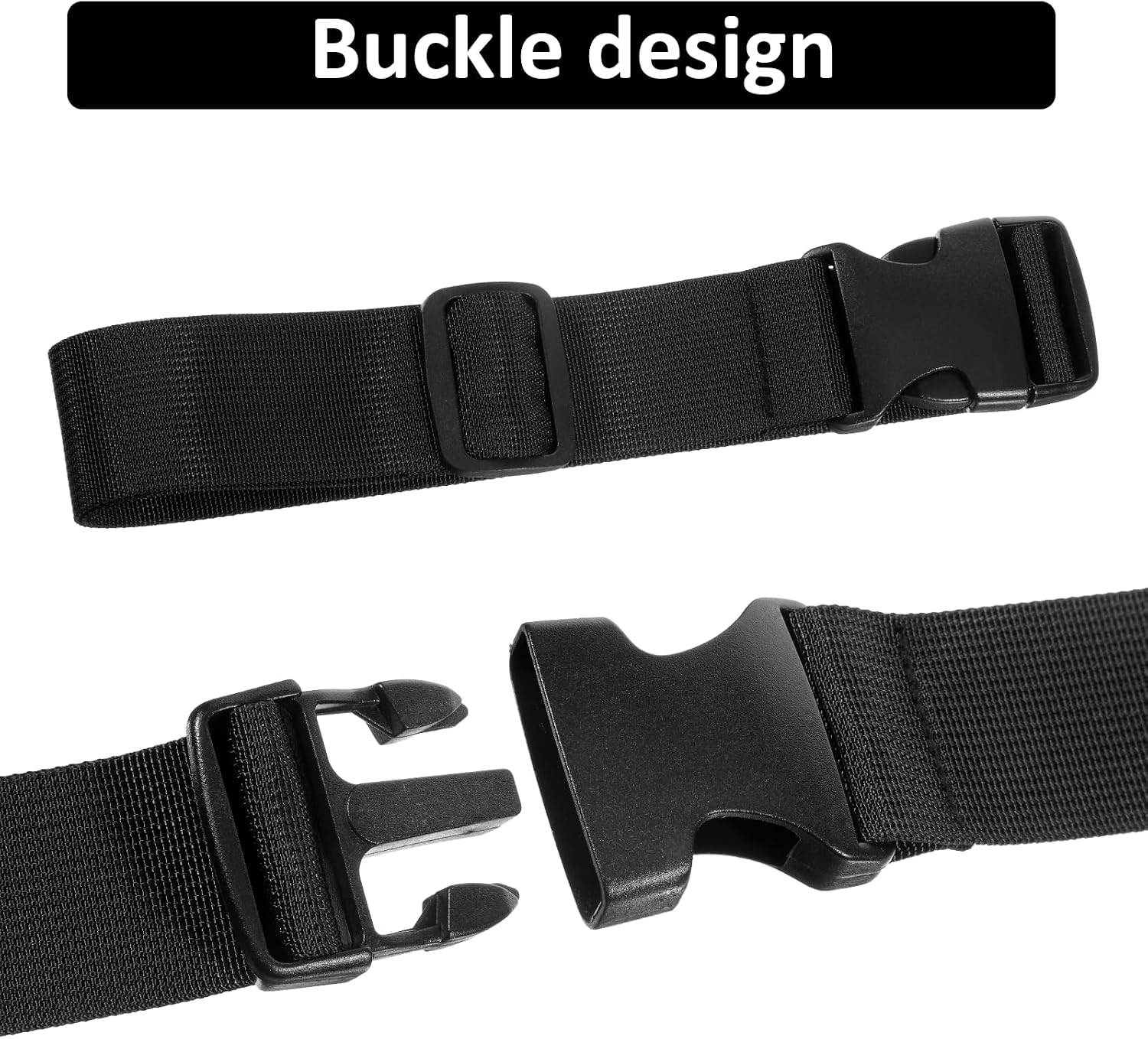 2 PCS Luggage Straps for Suitcases, Heavy Duty Add-A-Bag Suitcase Connector Straps, Adjustable T-Type Travel Belt for Connecting 3 Luggages Together (Black)