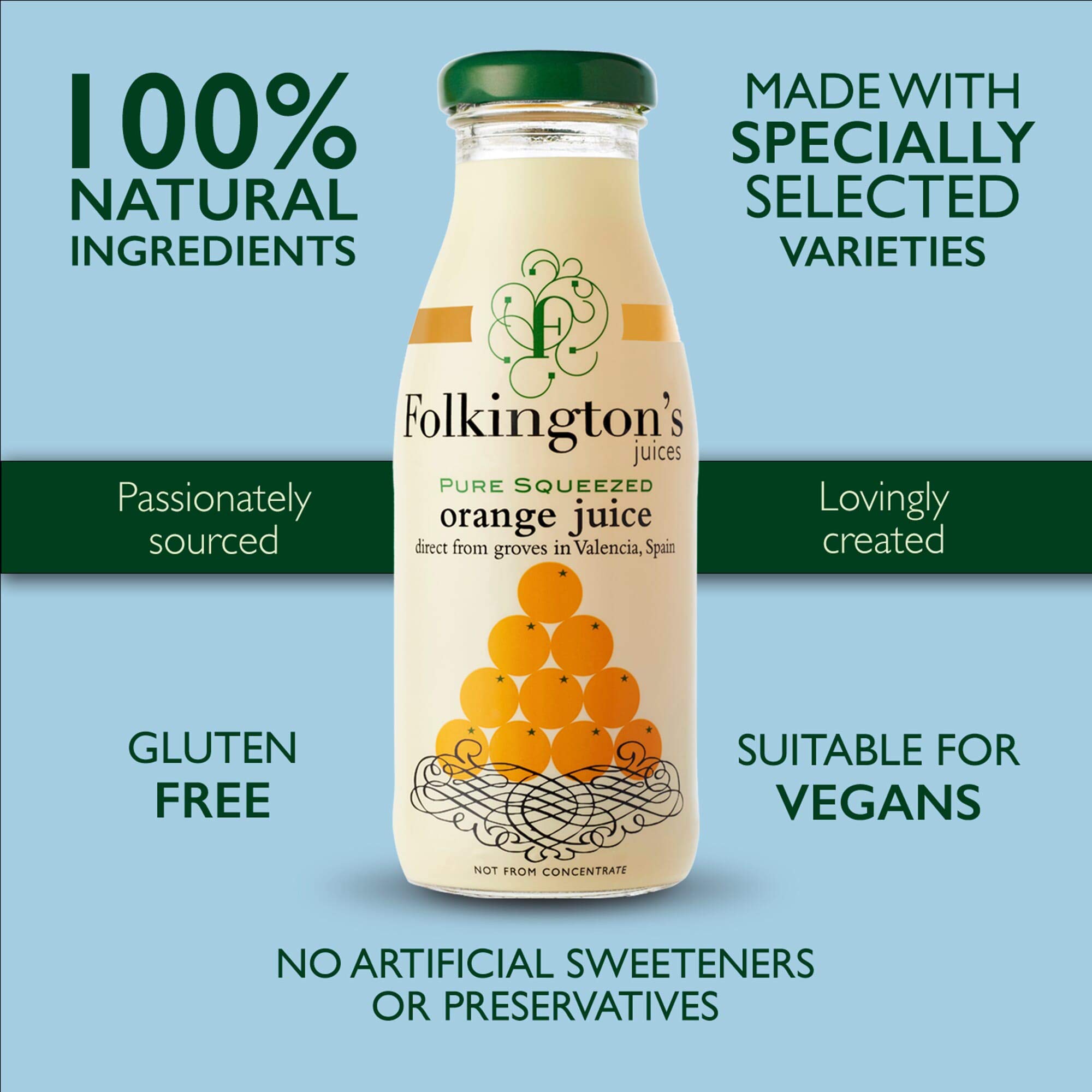 Folkingtons Orangensaft, 12 x 250 ml