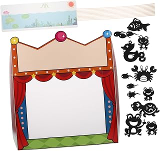 HONMEET Shadow Puppet Theater Kit for Kids DIY Craft Set with Portable Paper Stage for Puppet Show and Storytelling Creative Educational Activity for Imaginative Play