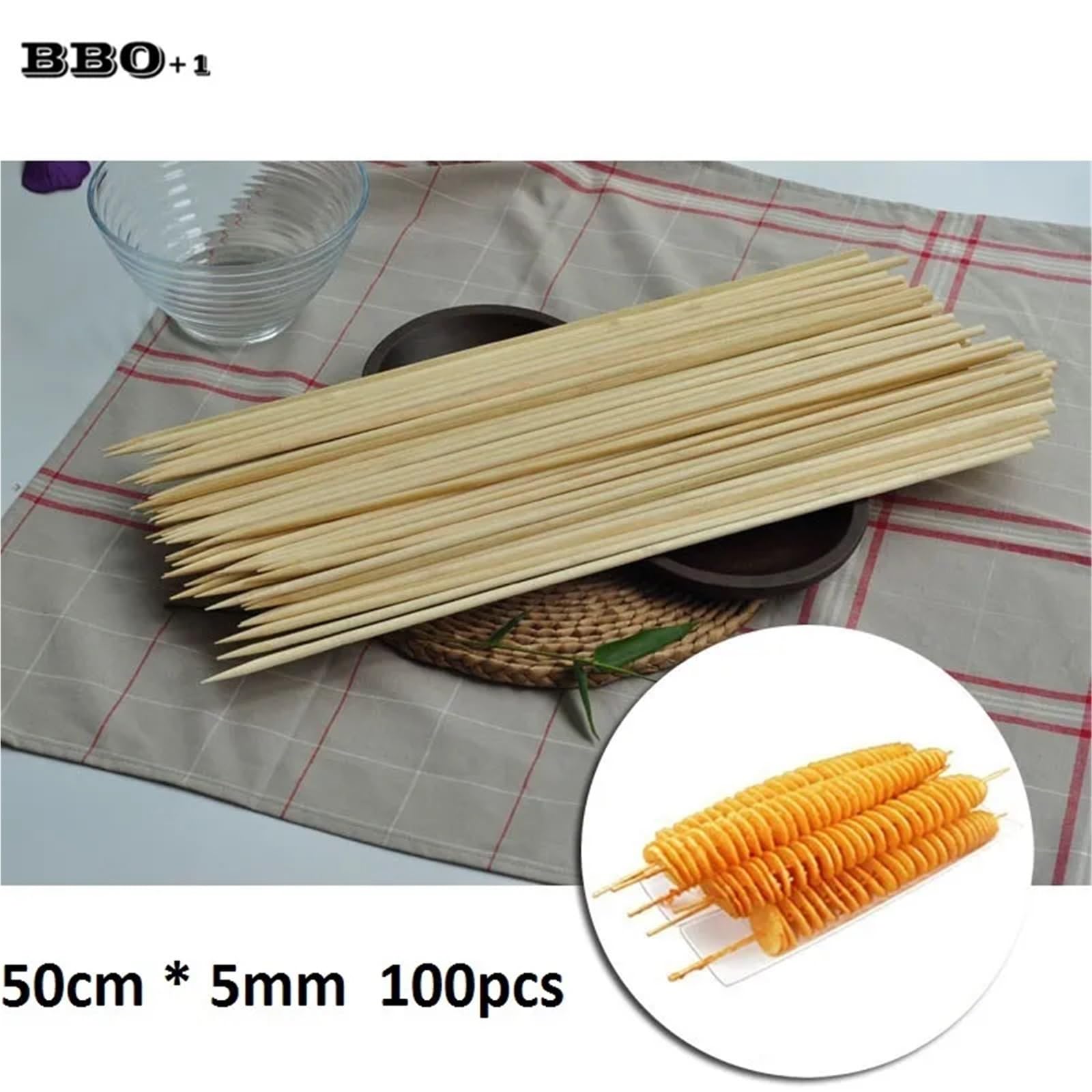 100 szt. 50 cm x 5 mm grill bambusowe szaszłyki tornado zestaw szpikulców do ziemniaków drewniane patyczki igła akcesoria do grilla narzędzie do gotowania