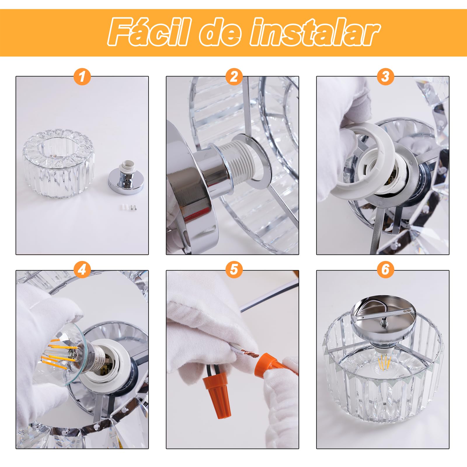 Lámpara de Techo de Cristal Moderna, Luz de Techo Plata, E27 Lámpara de Araña con Pantalla de Cristal para Pasillo Entrada Cocina Dormitorio Sala de Estar