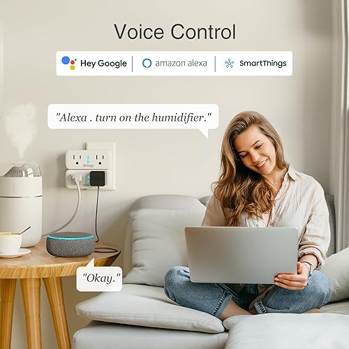 Miniatura 4 de GHome Smart Enchufe, salida inteligente WiFi de 15 A compatible con Alexa y Google Home, protector de sobretensiones inteligente con control remoto