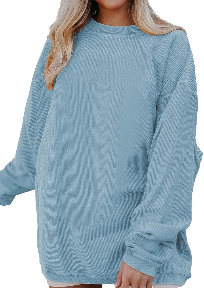 T-shirt Manches Longues Femme Col Rond – Ample Décontracté – Pull Léger Hiver Printemps – Couleur Unie Basique