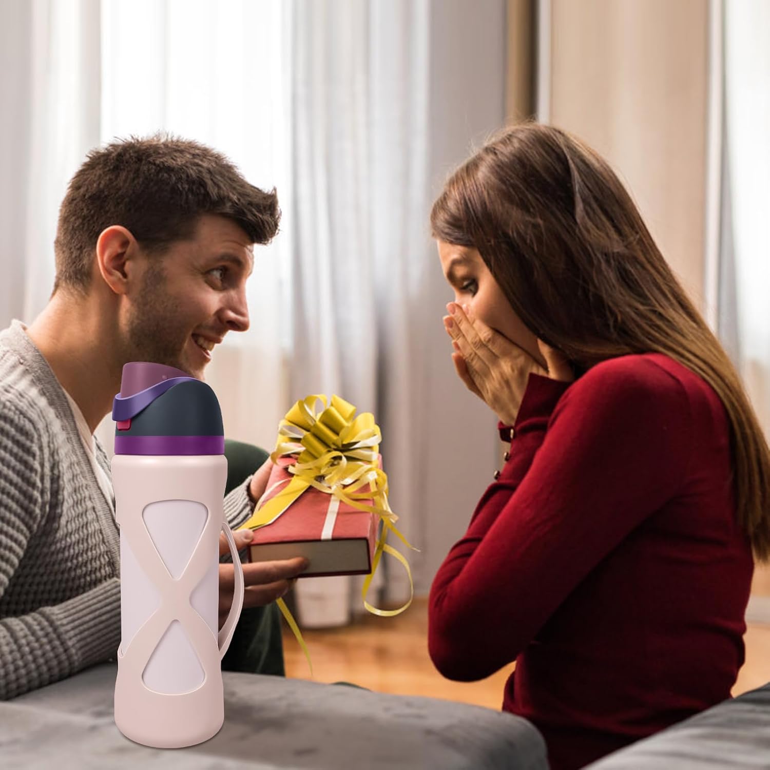 Silicone Boot with Handle Compatible with Owala 24 oz, Full Protective Anti Scratch & Reduce Dent Sleeve Cover, All-Round Wrap Protector Compatible with FreeSip Water Bottles - Image 6