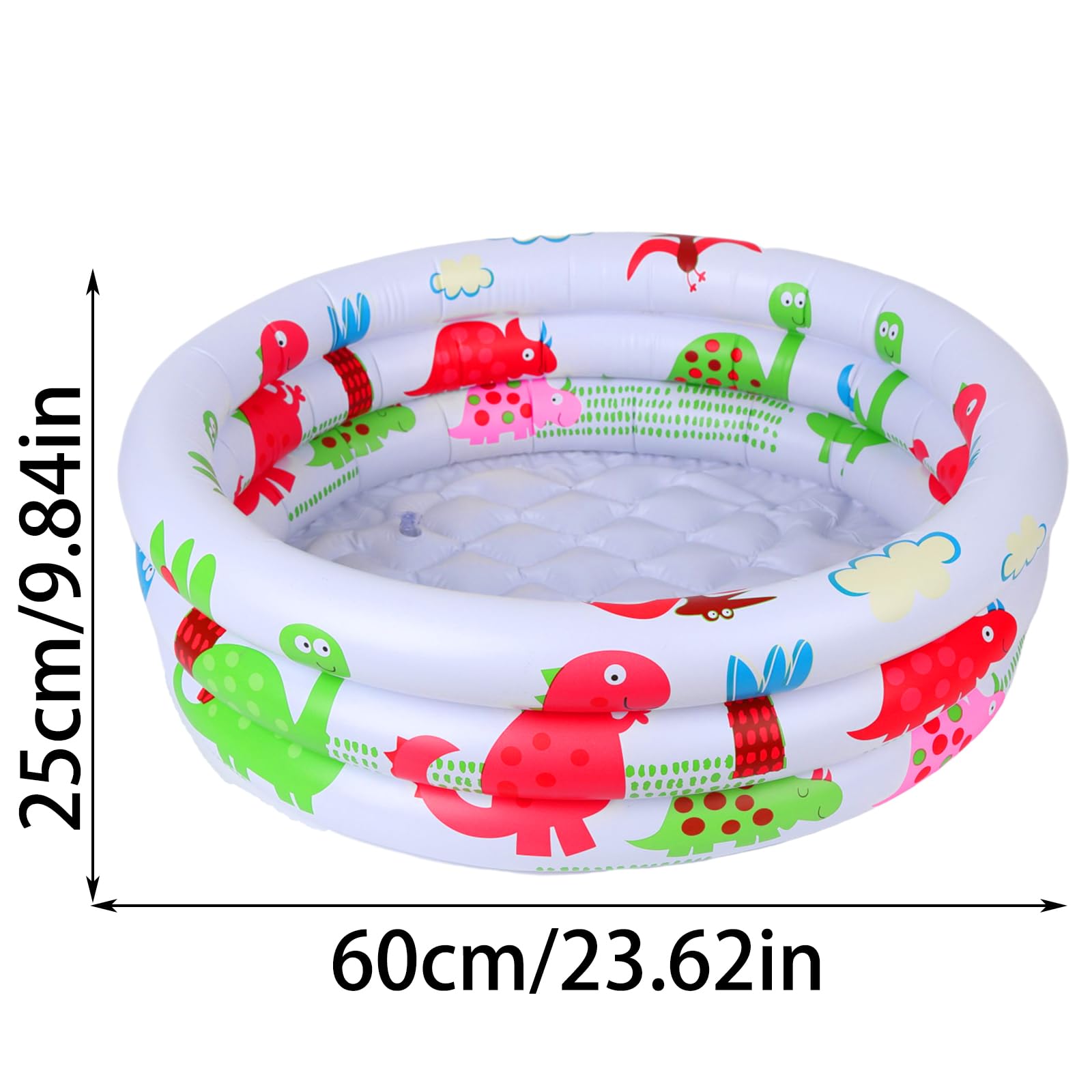 Gukasxi Small Inflatable Baby Swimming Pool, Paddling Pool for Babies 3 Ring with Safety, Dinosaur Patterns - Image 2