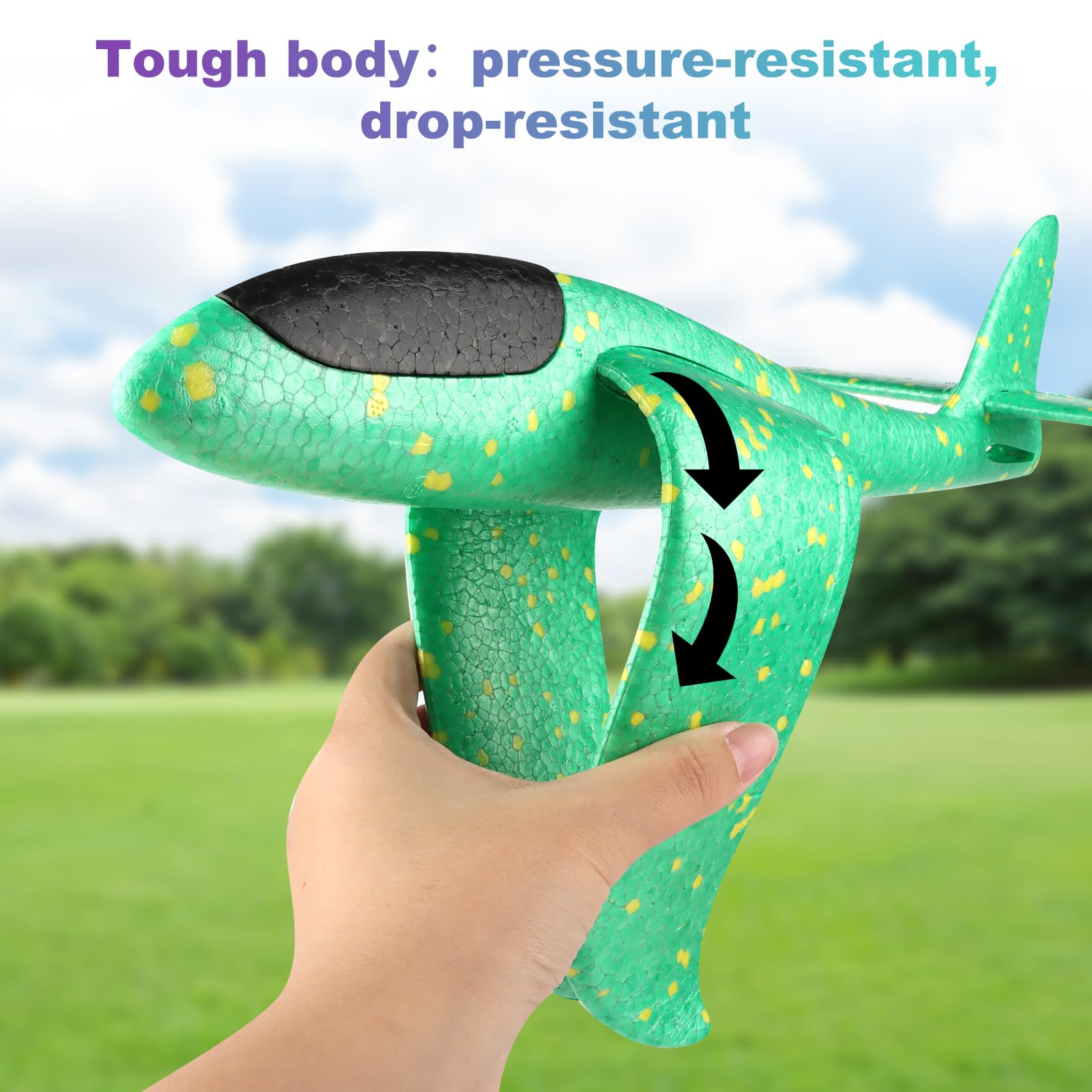 TOSAVGA 4 Pièces Avion Polystyrène Planeur Enfants 38cm, Avion Jouet Enfant, Volant Maquette Avio Jouets Plane Main Lancer pour Enfants et Adultes