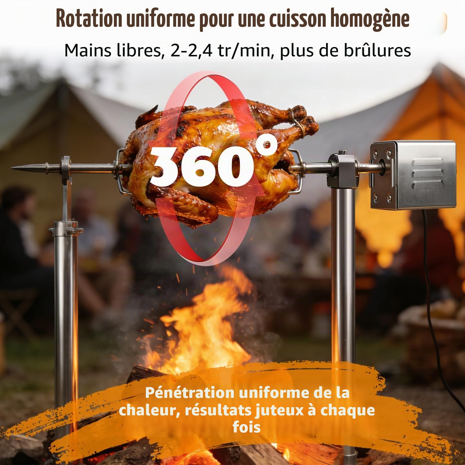 Moteur Tourne Broche Électrique pour Rotissoire Poulet, Moteur Barbecue Électrique 220V pour Rotissoire Verticale, Capacité de 30 kg, pour Barbecues en Extérieur, Réunions de Famille, Pique-Niques