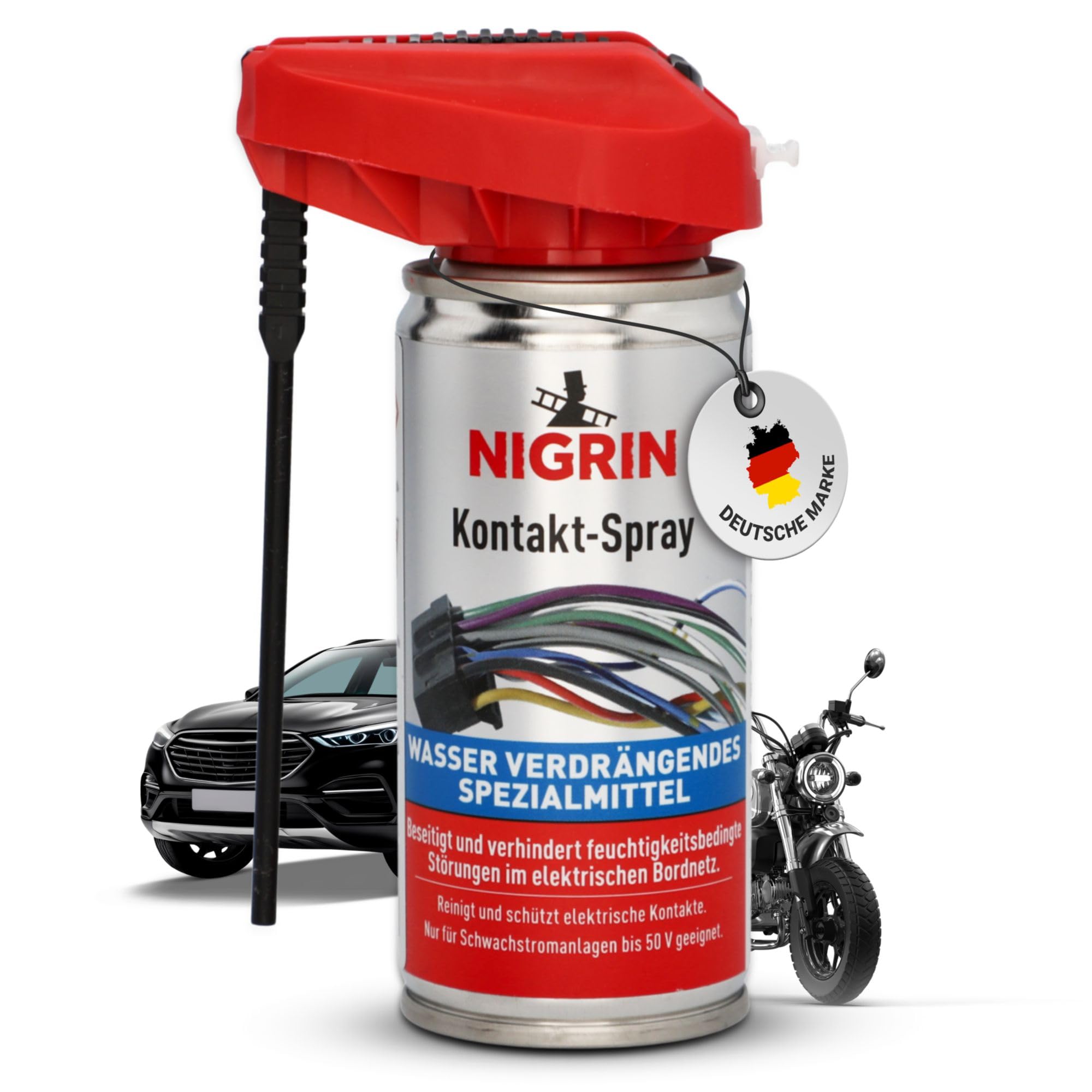 NIGRIN Kontakt-Spray für Elektronik, zur Reinigung und Schutz von elektronischen Kontakten, 100 ml, new-balck-45