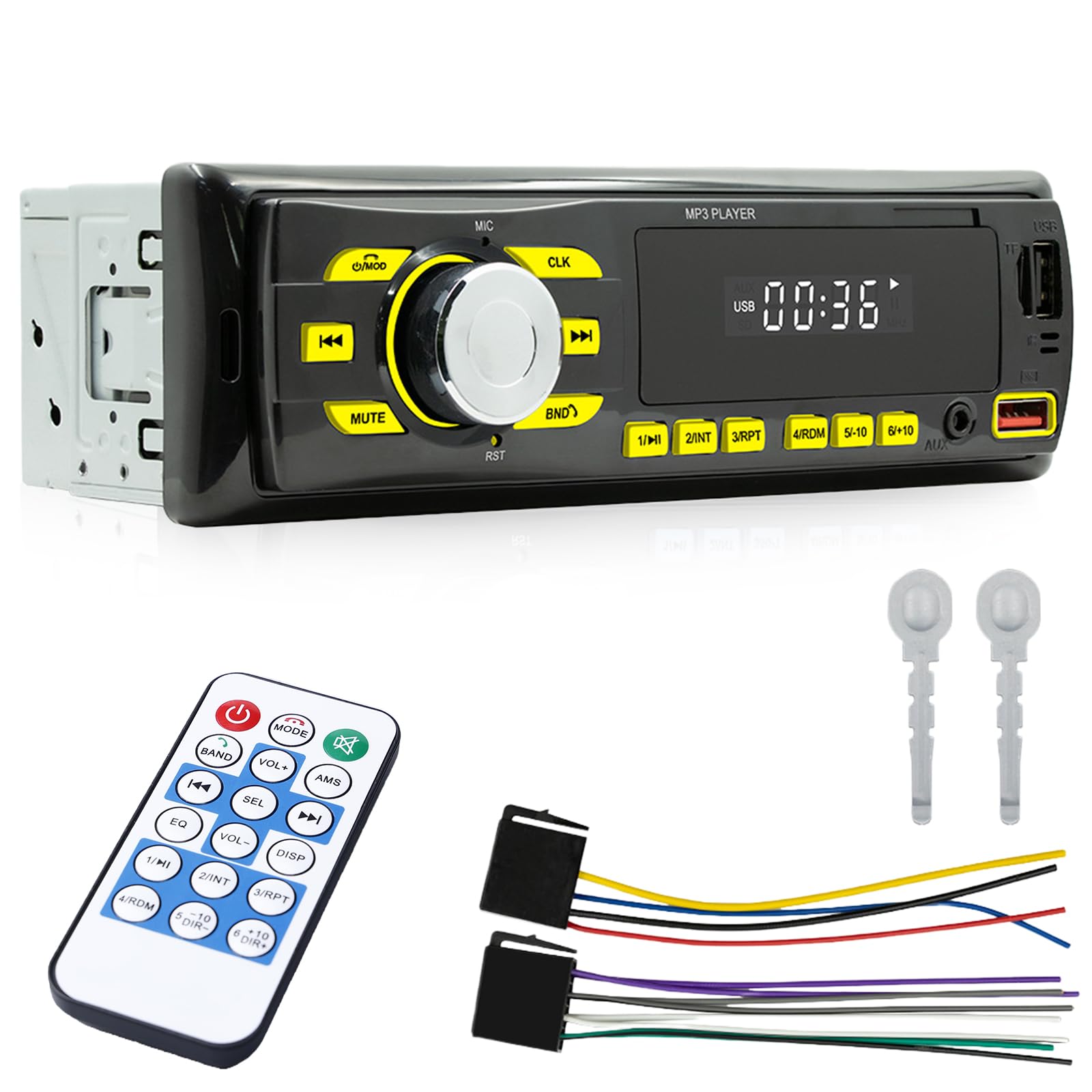 Autoradio Bluetooth 1 Din, Auto Radio Bluetooth mit Freisprecheinrichtung, FM Autoradio mit 2X USB, AUX, SD Karte, MP3-Player, iOS/Android Unterstützung