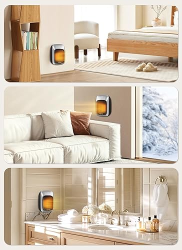 Miniatura 7 de GiveBest Calentador de espacio de pared enchufable con control remoto, calentador de salida pequeño de 800 W con termostato ajustable, función de