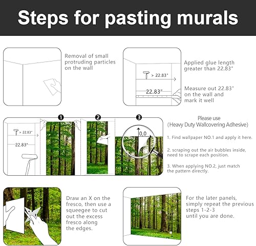 Miniatura 5 de Papel tapiz de tela con diseño de paisajes forestales verdes, bosques, árboles, sala de estar, dormitorio, baño, selva, mural de pared - 91 x 65