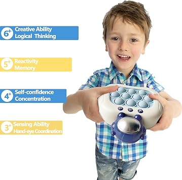 Intoypad 3 Packs of Quick Push Pop Game for Kids, 1 Classic & 2 LED Screen Handheld Bubble Game Light Up Sensory Fidget Game Toy Electric Pop Game Controller Christmas Birthday Gifts Toy for Kids 3-12