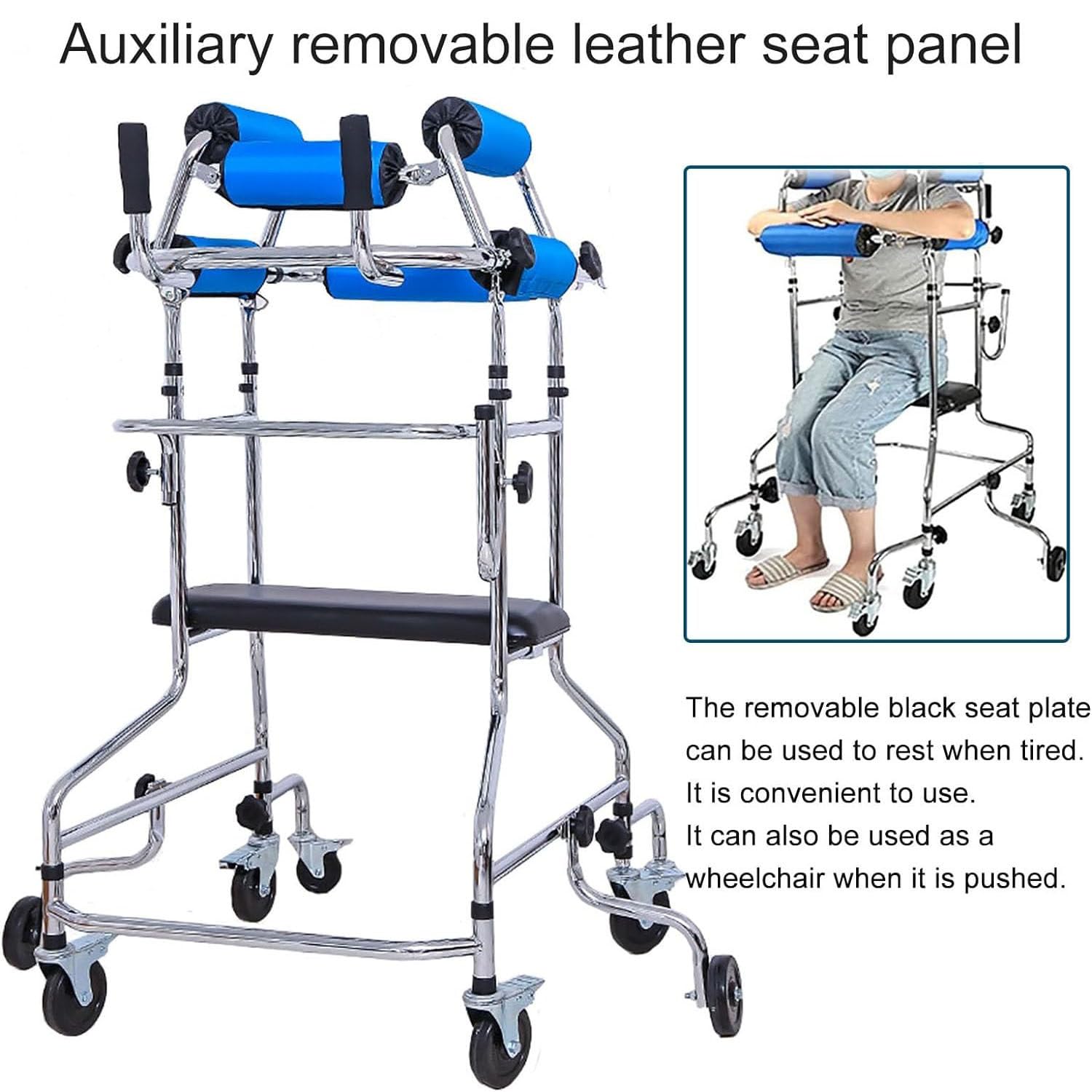 Chodziki na rolkach dla seniorów Rollator dla dorosłych Porażenie mózgowe Rehabilitacja Pomoc w ćwiczeniach Pomoce do chodzenia na stojąco dla osób starszych niepełnosprawnych Men's