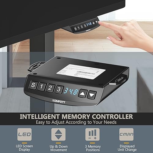 Miniatura 6 de Tangkula Escritorio eléctrico de pie con motor doble, 48 x 30 pulgadas, altura ajustable, estación de trabajo para computadora con controlador de