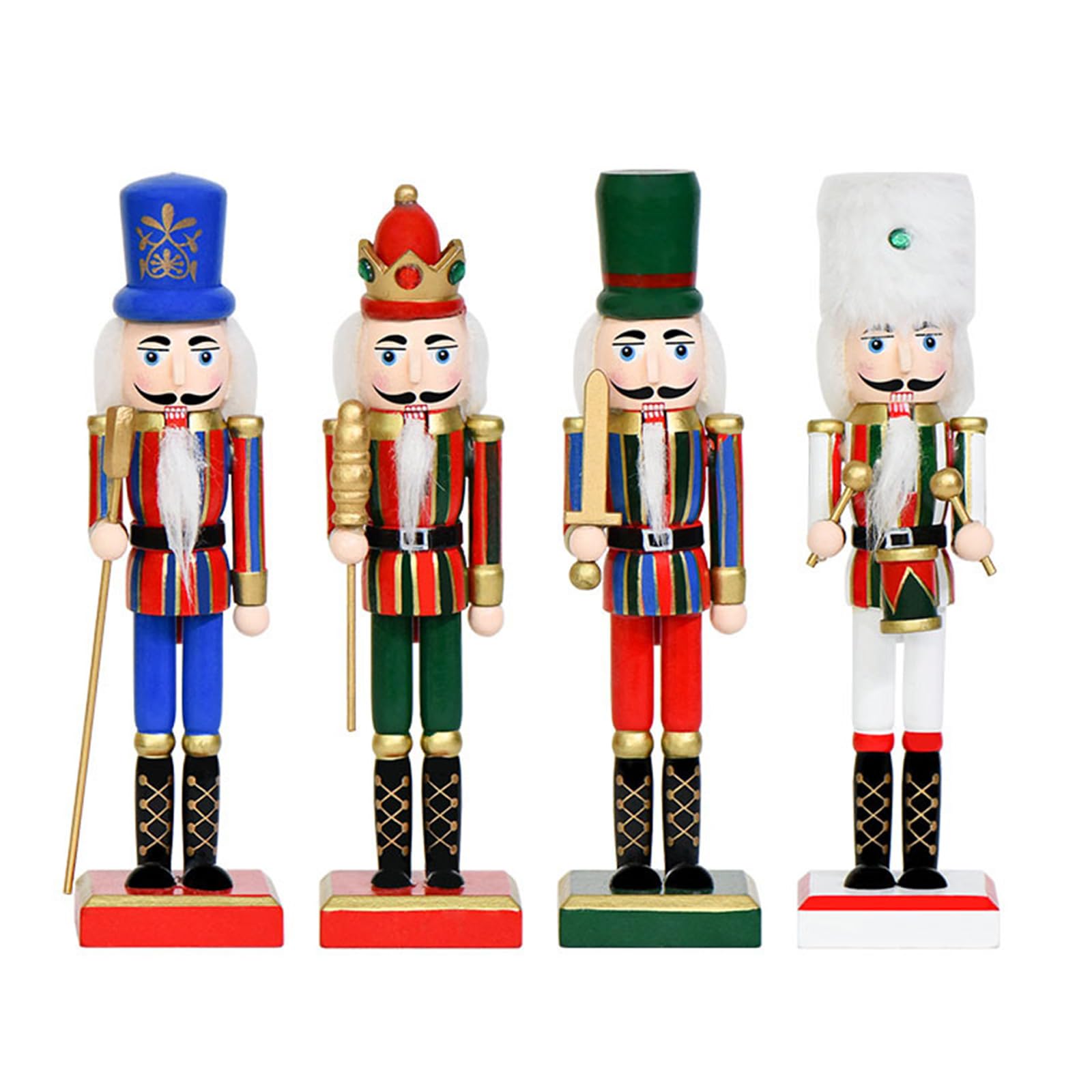 Figurines de soldats en bois pour décoration de Noël, lot de 4 casse-noisettes de 7,28 pouces