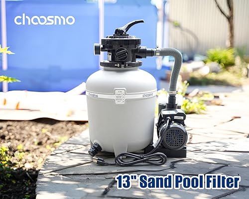 Miniatura 2 de Sistema de filtro de arena de 13" con bomba de piscina de válvula de 6 vías 2500 GPH fácil de usar para piscinas sobre el suelo