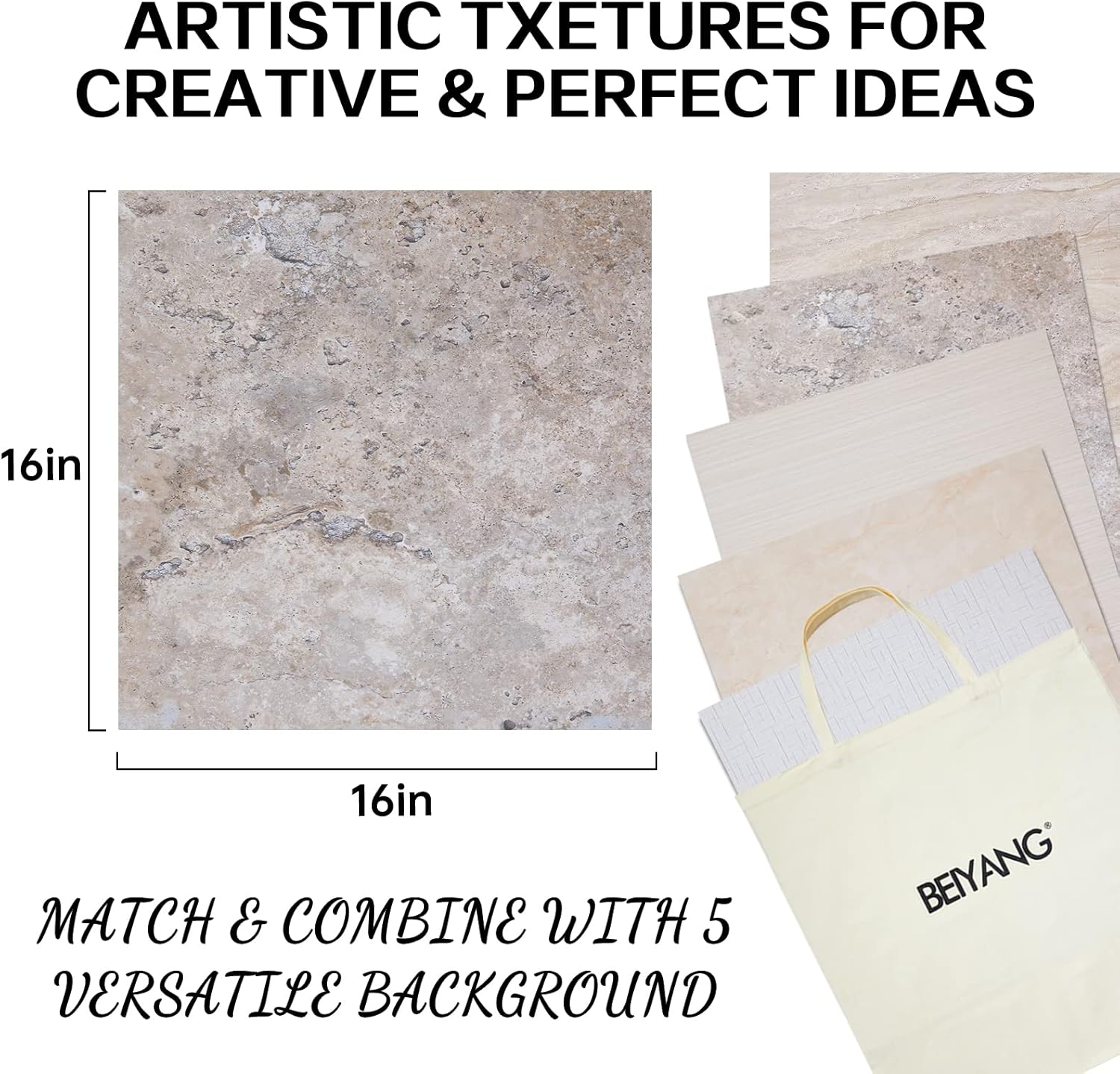 5pcs double sided flat lay photo studio backdrop boards, 16x16 inch waterproof tabletop background board, reusable backdrop props for food makeup jewelry product shooting 10 patterns