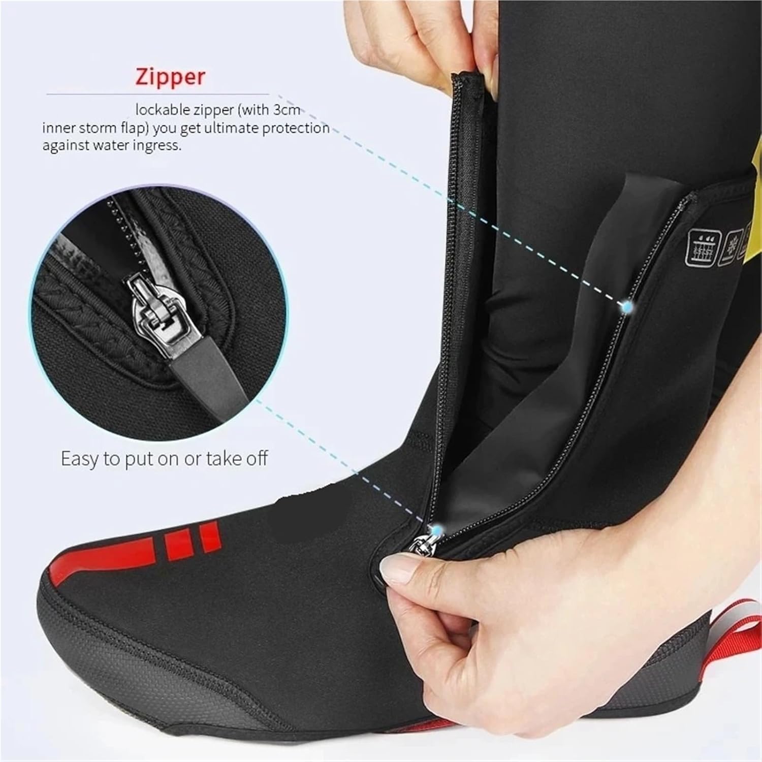 Cycling Shoe Cover Bicycle Shoes Covers Road Bike Winter Thicken Warm Thermal Overshoes Waterproof Reflective Cycling Shoe Cover(3XL)