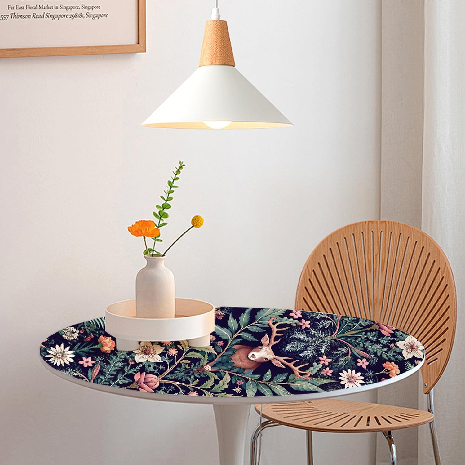 Deer Peel and Stick Wallpaper 17.3"×1200" Nature Plant Contact Paper Removable Self Adhesive Wallpaper for Bedroom Living Room Cabinet