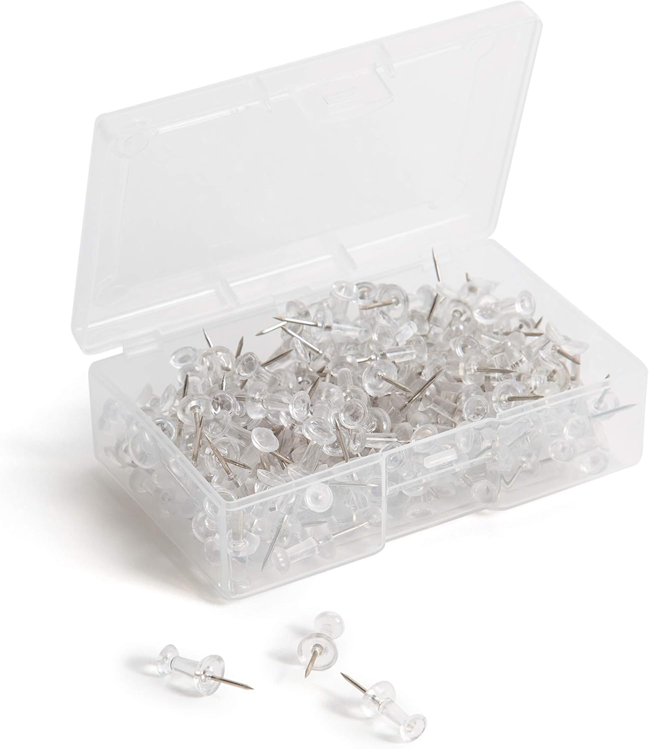 U Brands Push Pins, Clear Plastic Head, Steel Point, 200-Count (3088U06-24)