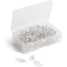 U Brands Push Pins, Clear Plastic Head, Steel Point, 200-Count 3088U06-24