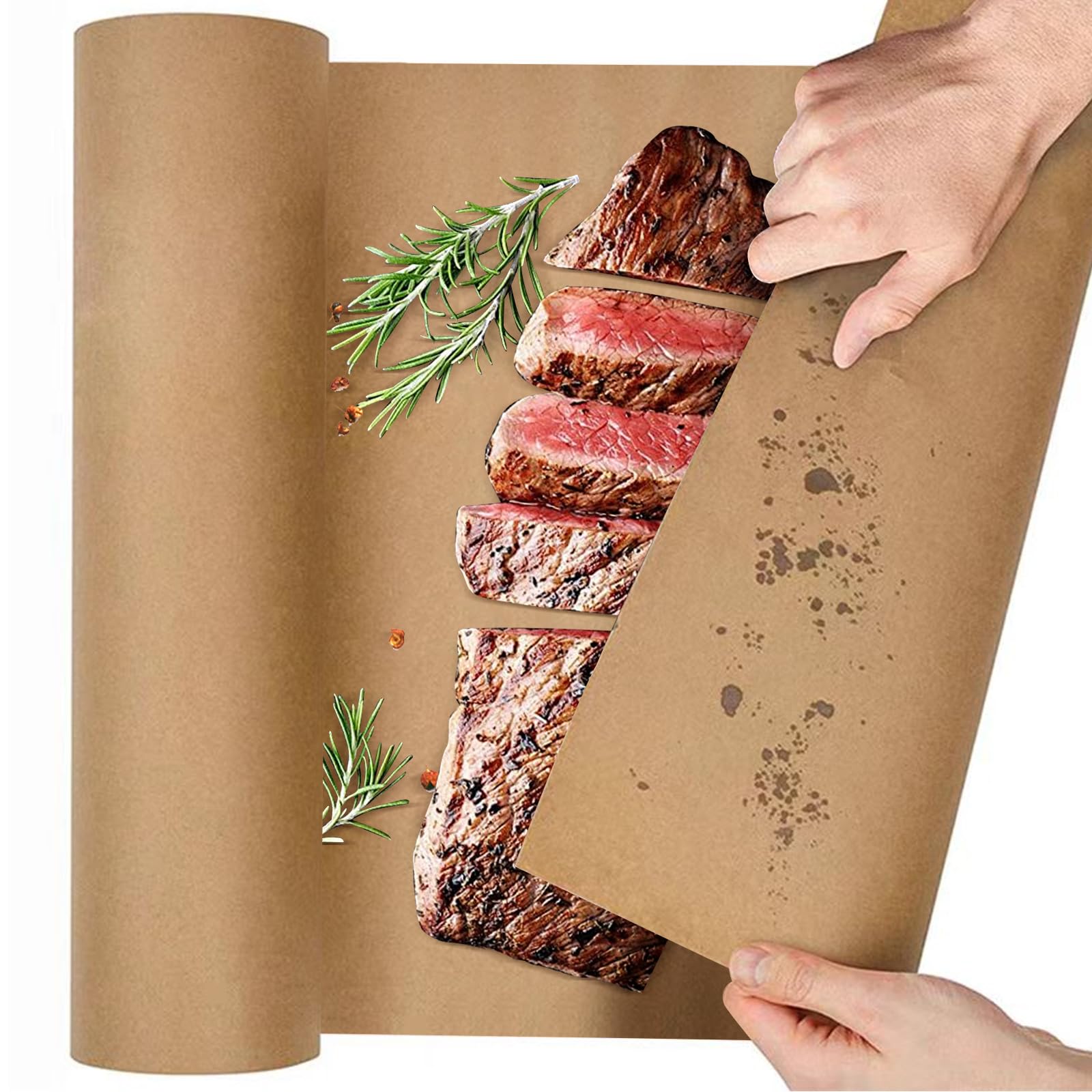 Butcher Paper Roll, Carta da Macellaio Perfetta per Affumicare Carne di Petto di Manzo, per Uso Alimentare per Grigliate, Grigliata, Cottura Perfetta di Succosi, 40 cm x 15 m, Colore Legno