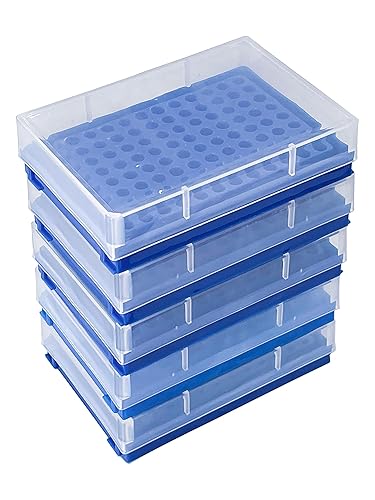 ZHIBANG 5 PCS 96 Posiciones PCR Tubo Rack para 0.0 fl oz microcentrífuga Tubos (azul)