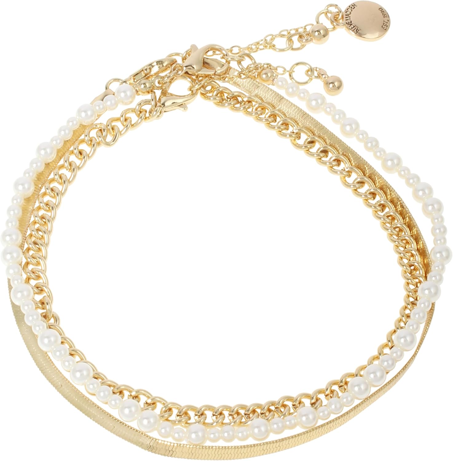 Steve Madden Women's Pearl & Chain Mixed Anklet Set - Image 2