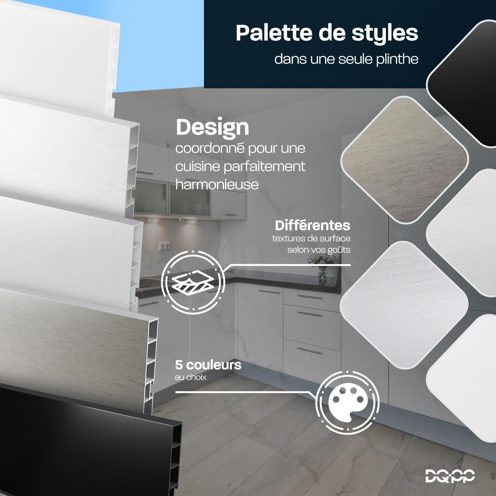 DQ-PP Plinthe Aluminium Brossé 4,5 m x 150 mm - Socle de Cuisine pour Cuisine Encastrable