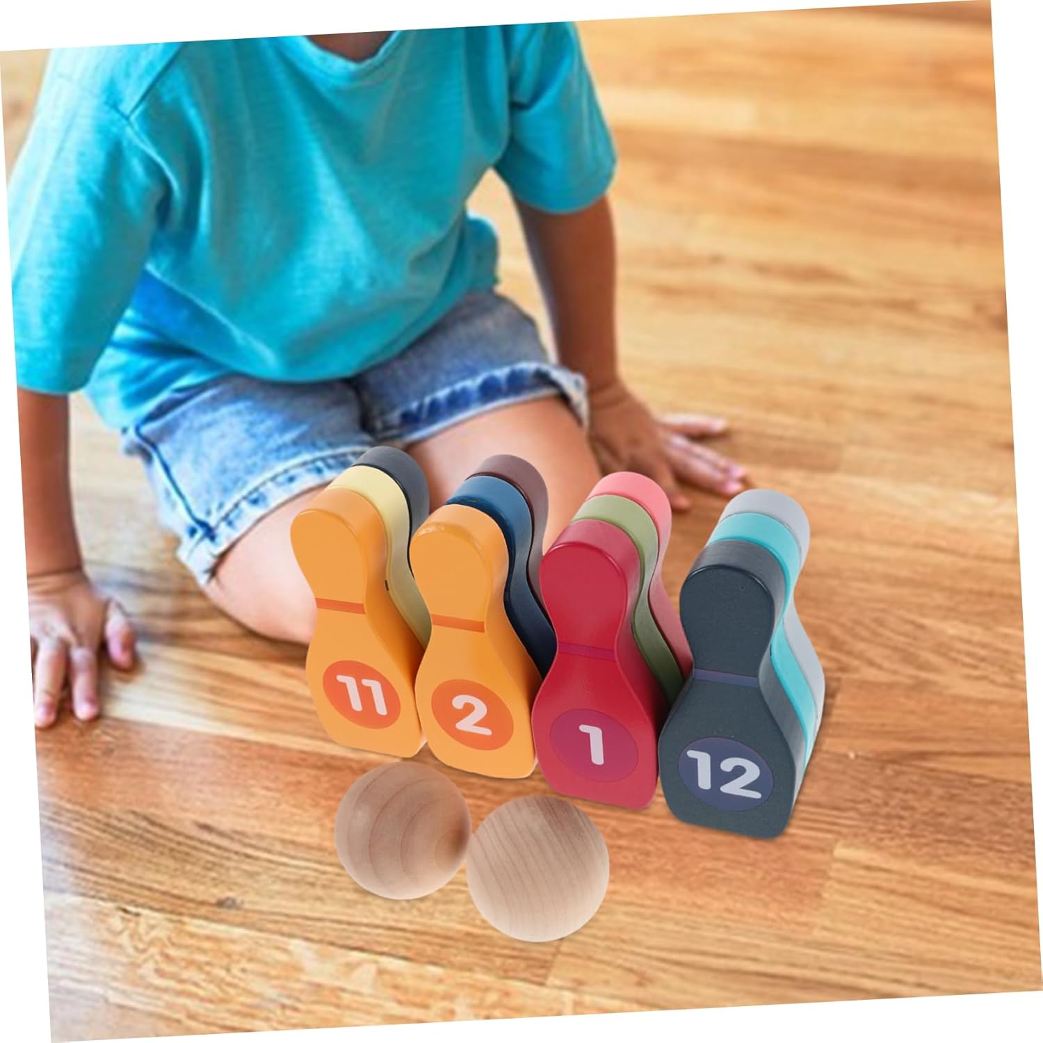 Mikikit 1 Set Digital Bowling Colorful Bowling for Motor Skills Development for Safe Lightweight Design