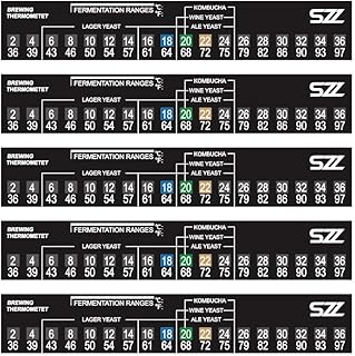 5 Pack Stick on Thermometer for Home Brew 2C TO 36C Beer Spirits Wine Temperature