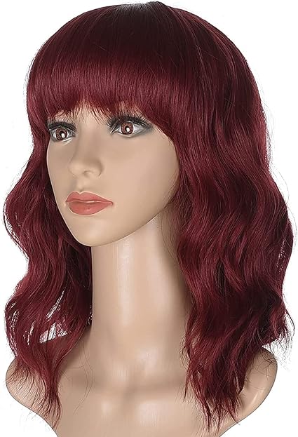 red wig with bangs