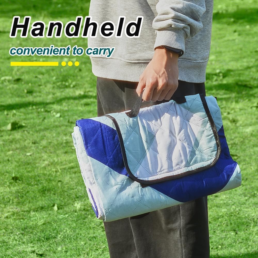 Waterproof Outdoor Picnic Blanket, Extra Large Foldable Camping Blanket with Sandproof Backing, Multi-Functional Portable Mat for Grass, Hiking, Travel, Concert (51.18" x 47.24")