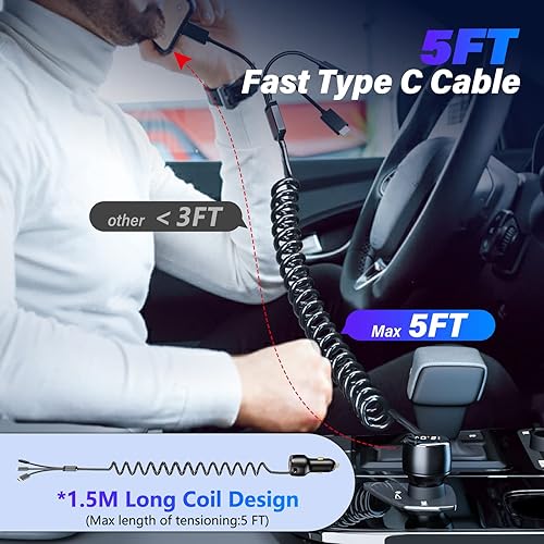 Miniatura 6 de Cargador de coche de doble puerto de 66 W, 1 unidad - USB C (PD30W) + USB A (QC3.0) - Carga rápida para iPhone 141312, Galaxy S2322, Pixel