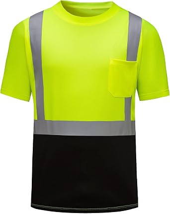 Mens High Visibility Reflective Safety Shirts Short Sleeve Breathable Work Warehouse Construction Mesh Shirt