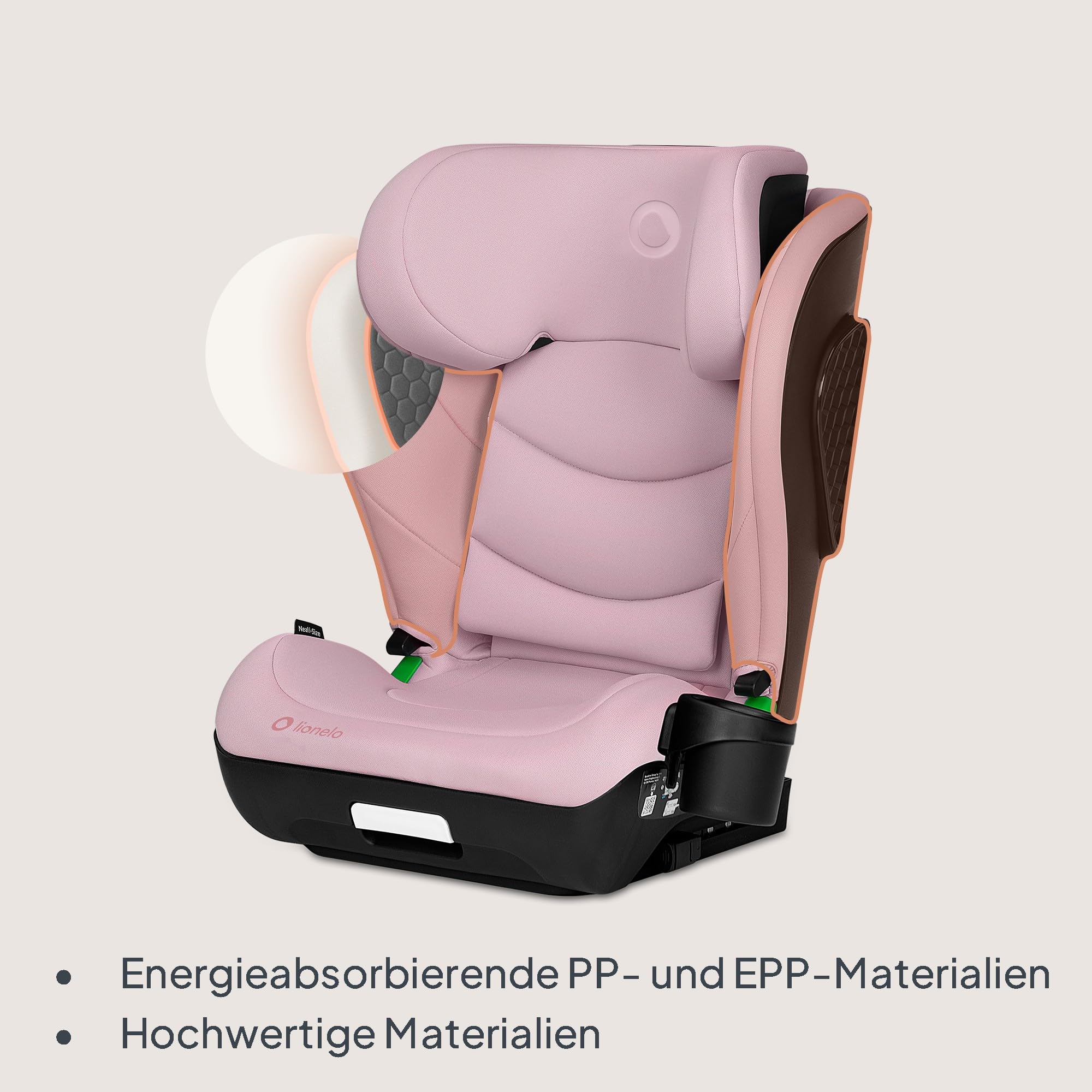 LIONELO NEAL I-SIZE Kindersitz, Gruppe 2 3, von 100-150 cm | Von ca. 3 bis 12 Jahren Befestigung ISOFIX oder ohne Gurte Verstellbare Kopfstütze Seitenschutz Armlehnen Standard R129